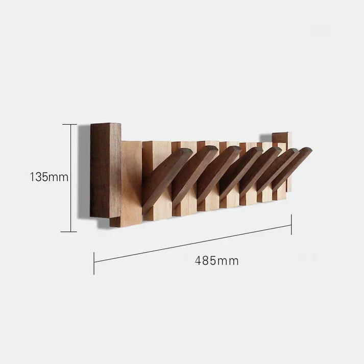 Wooden Piano Style Coat Rack - Melodia-4 hooks-Walnut and beach wood-Nora Luxe