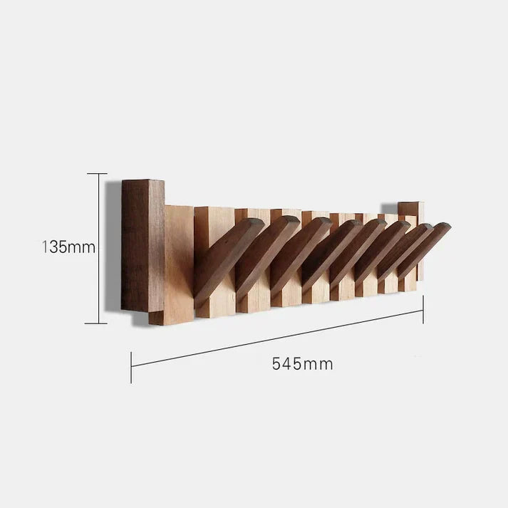 Wooden Piano Style Coat Rack - Melodia-4 hooks-Walnut and beach wood-Nora Luxe