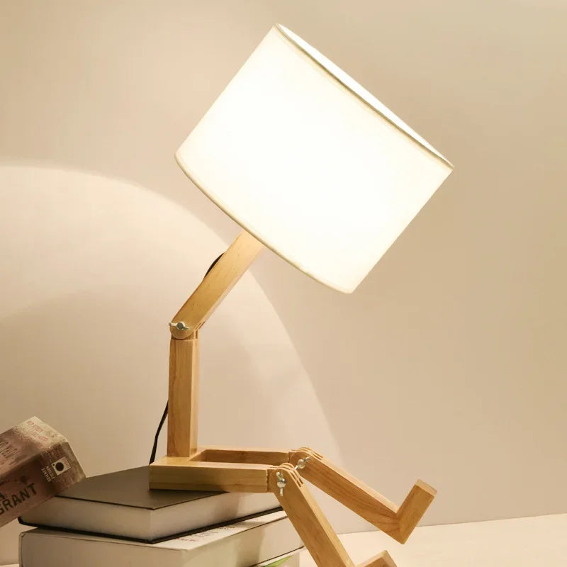 Wooden Table Lamp with Book Holder - RutanFlex-Table Lamp-Nora Luxe