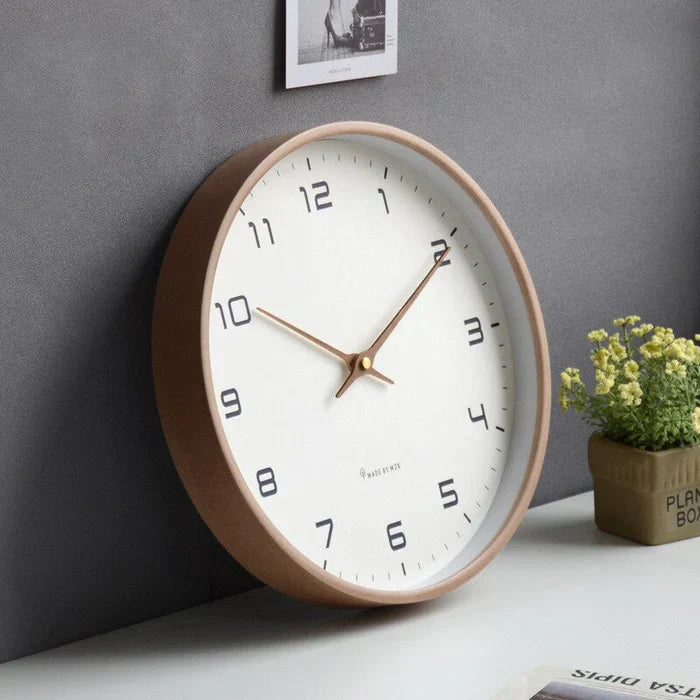 Wooden Wall Clock - NordicTimber-Brown-9.84 × 9.84 in-Nora Luxe