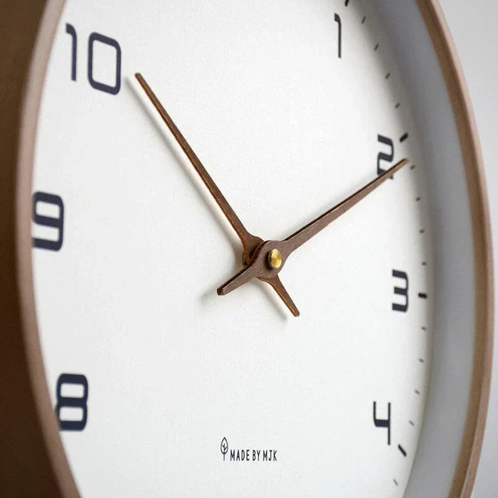 Wooden Wall Clock - NordicTimber-Brown-9.84 × 9.84 in-Nora Luxe