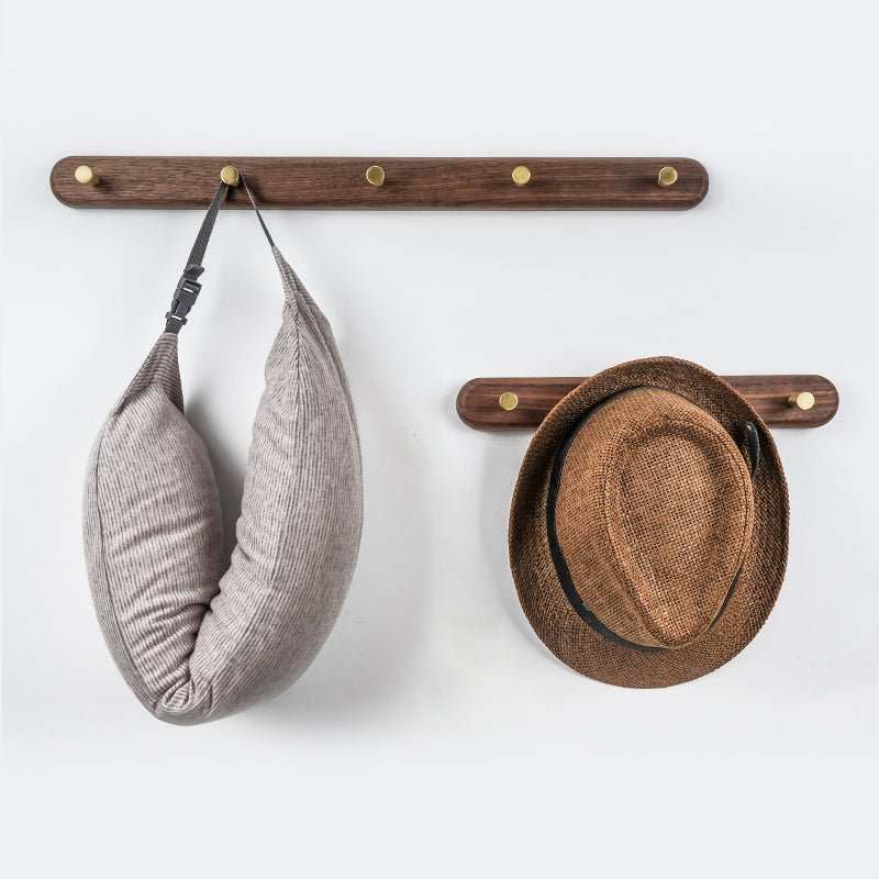 Wooden Wall Coat Rack with Brass Hooks - LignaHook-Beech wood-2 hooks (20cm)-The Livary