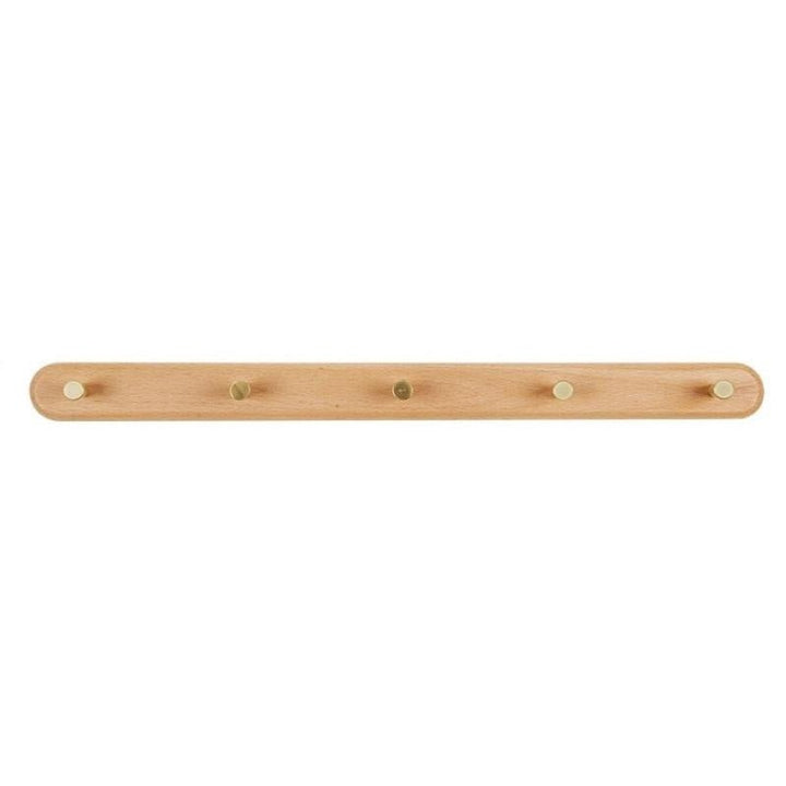 Wooden Wall Coat Rack with Brass Hooks - LignaHook-Beech wood-5 Hooks (56cm)-The Livary
