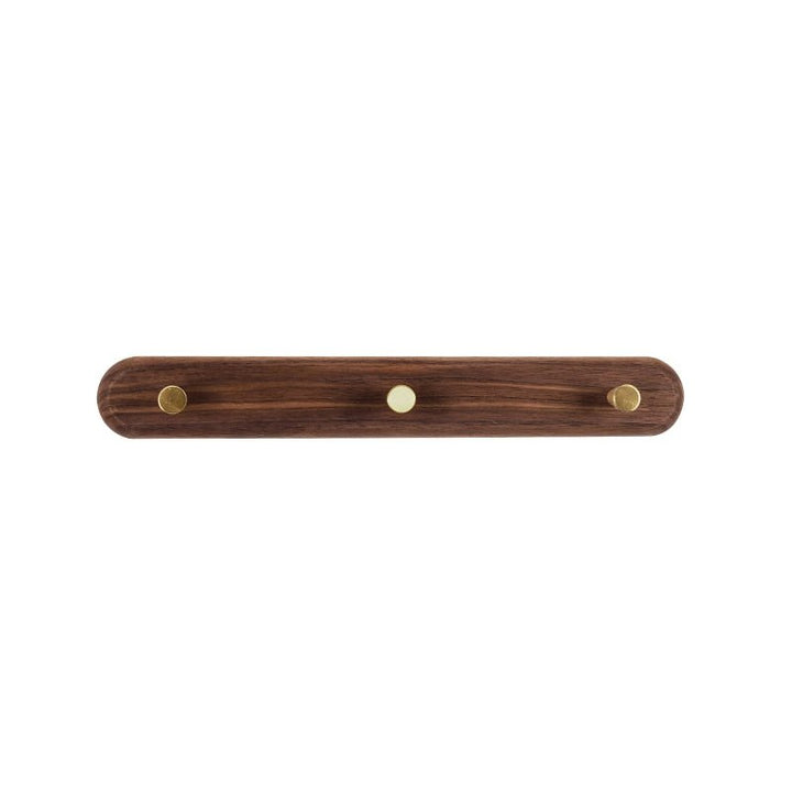 Wooden Wall Coat Rack with Brass Hooks - LignaHook-Black Walnut-3 Hooks (32cm)-The Livary