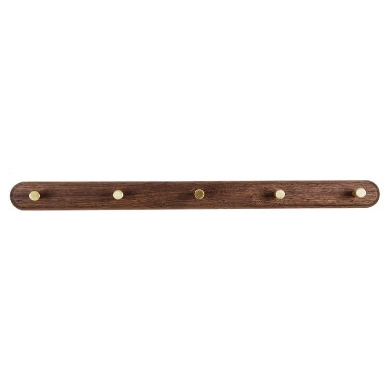 Wooden Wall Coat Rack with Brass Hooks - LignaHook-Black Walnut-5 Hooks (56cm)-The Livary
