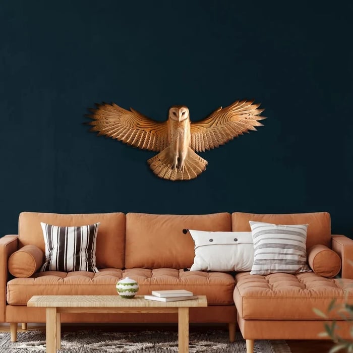 Wooden Wall Decoration – Owl “Majestic”-The Livary
