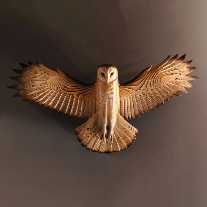 Wooden Wall Decoration – Owl “Majestic”-The Livary