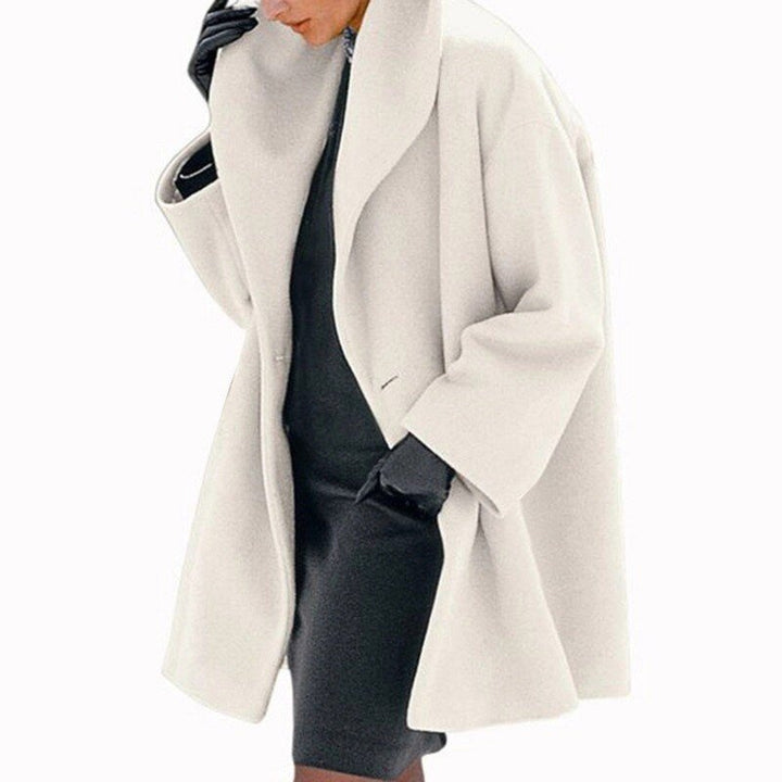 Wool Ladies' Coat with Wide Collar - Mila-Cream-S-Nora Luxe