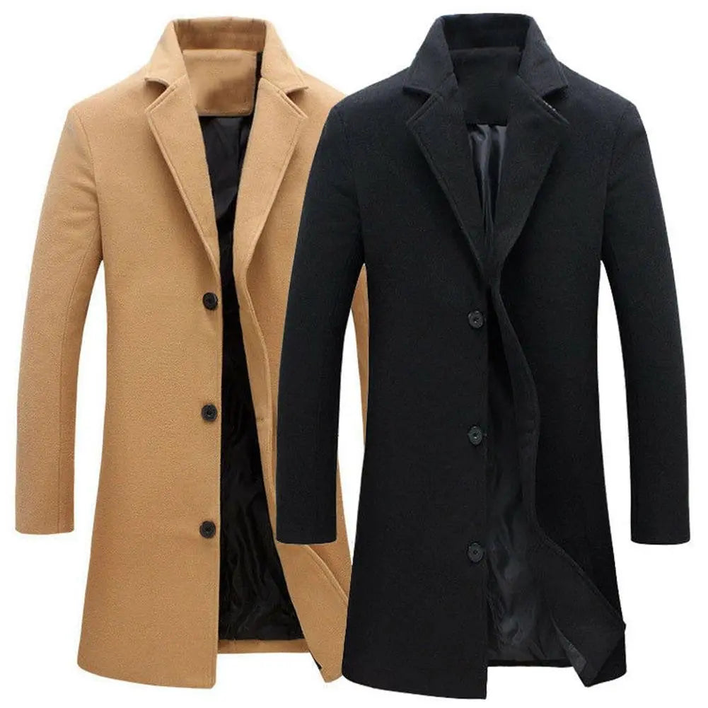 Wool Men's Coat for Autumn and Winter - Tomas-Burgundy Red-M-Nora Luxe