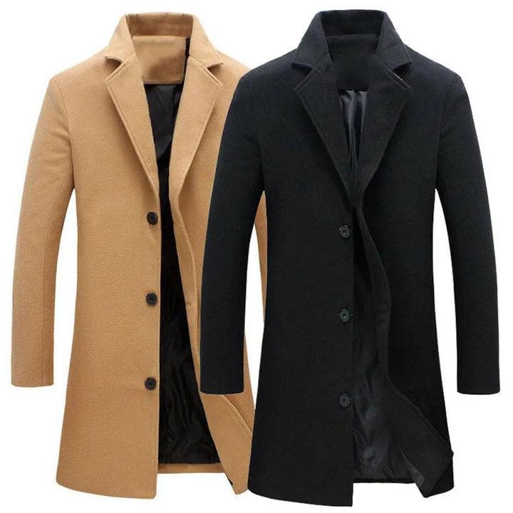 Wool Men's Coat for Autumn and Winter - Tomas-Burgundy Red-M-Nora Luxe