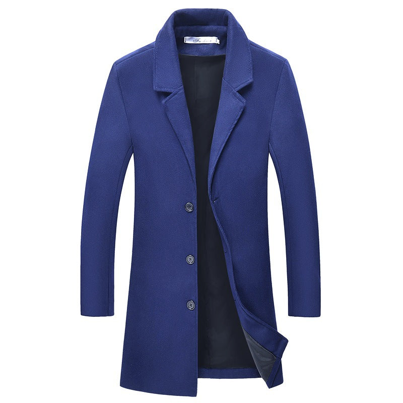 Wool Men's Coat for Autumn and Winter - Tomas-Sapphire blue-M-Nora Luxe