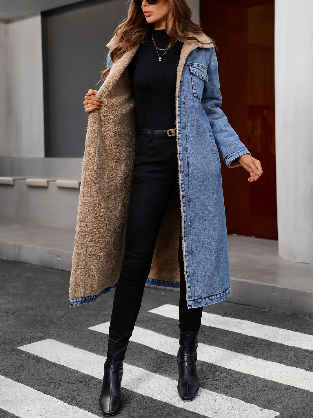 Worn Cropped Blue Denim Jacket - Sofia-S-Nora Luxe