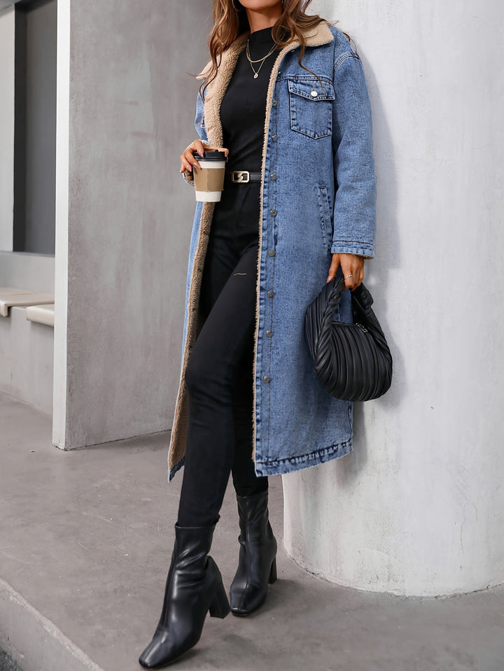 Worn Cropped Blue Denim Jacket - Sofia-S-Nora Luxe