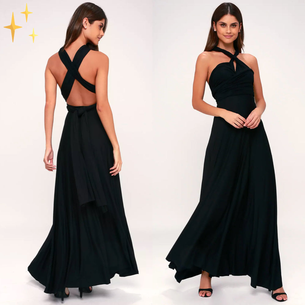 Wrap dress for women – Versatile & transformable with over 50 styling variations – Mira-Black-S-Nora Luxe