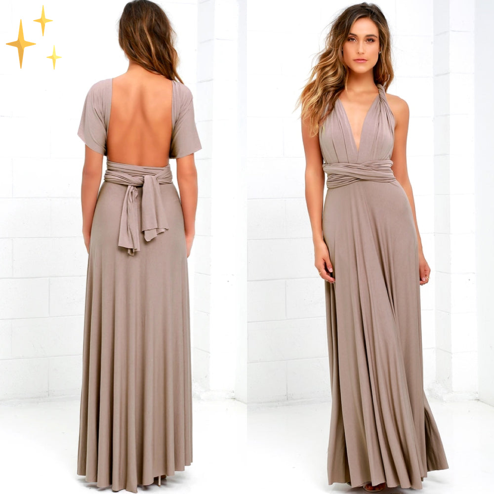 Wrap dress for women – Versatile & transformable with over 50 styling variations – Mira-Brown-S-Nora Luxe