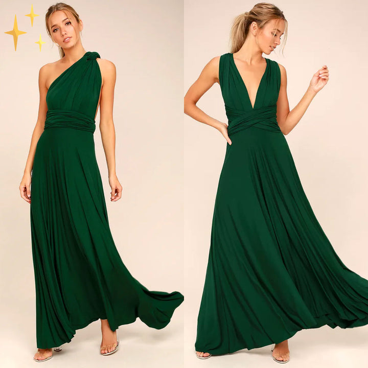 Wrap dress for women – Versatile & transformable with over 50 styling variations – Mira-Dark green-S-Nora Luxe