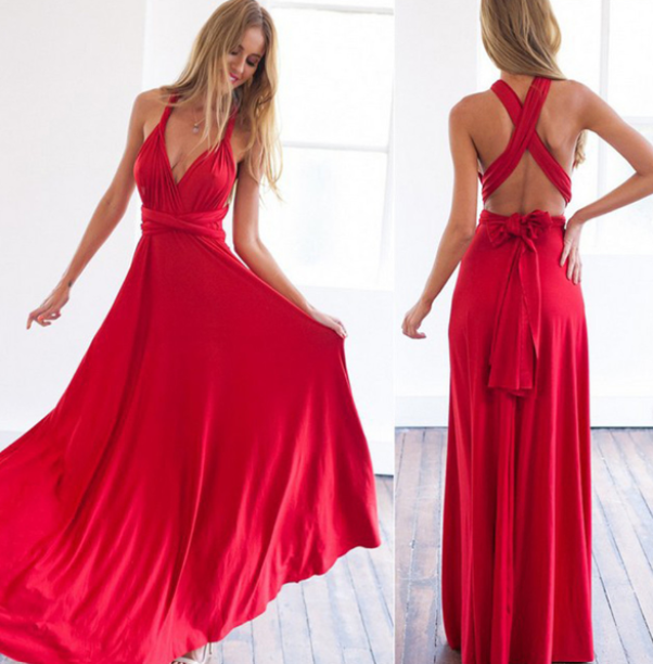 Wrap dress for women – Versatile & transformable with over 50 styling variations – Mira-Red-S-Nora Luxe