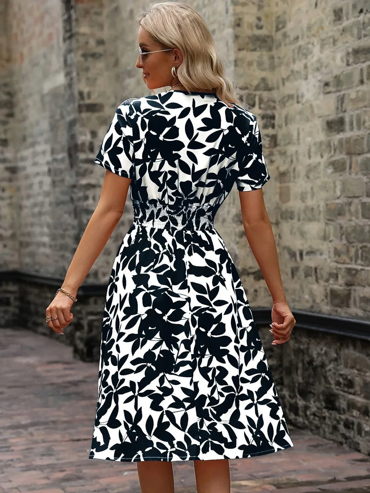 Wrap Dress with Floral Pattern | Livia | Fresh and Stylish-M-Black-Nora Luxe