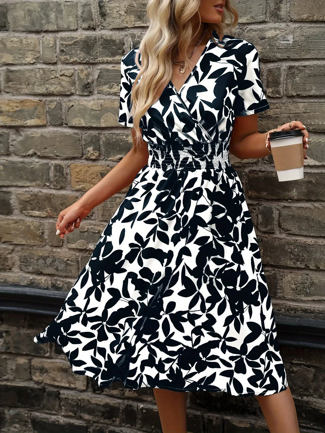 Wrap Dress with Floral Pattern | Livia | Fresh and Stylish-M-Black-Nora Luxe