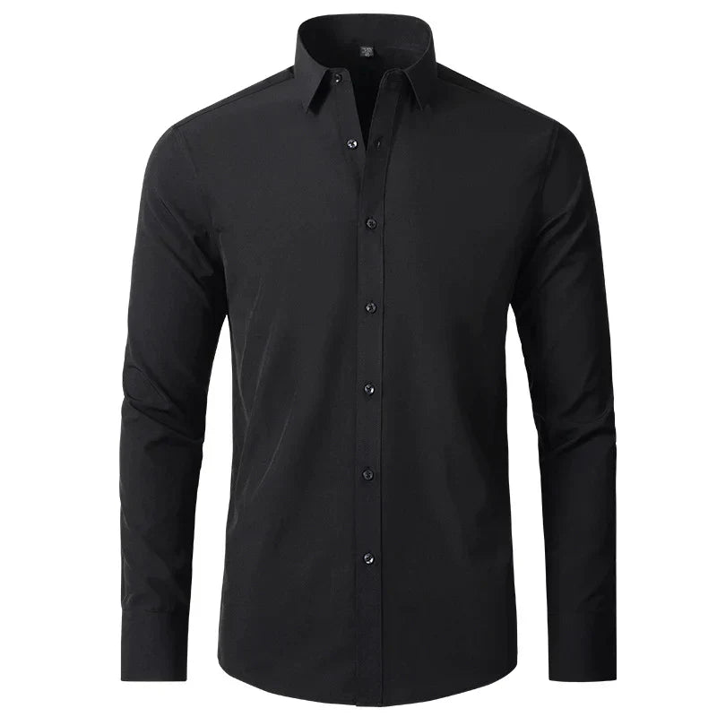 Wrinkle-Free Comfort Shirt | Stylish and Crease-Free - Lorenzo-Black-38-Nora Luxe