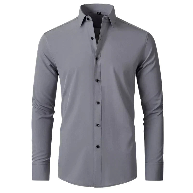 Wrinkle-Free Comfort Shirt | Stylish and Crease-Free - Lorenzo-Gray-38-Nora Luxe