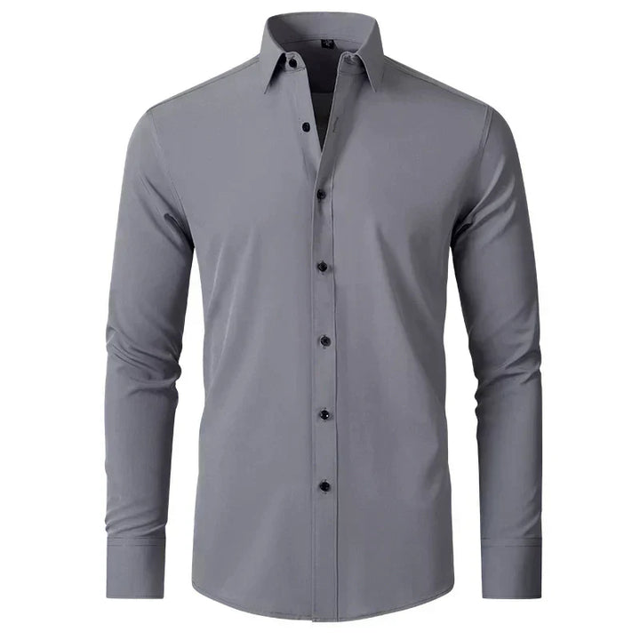 Wrinkle-Free Comfort Shirt | Stylish and Crease-Free - Lorenzo-Gray-38-Nora Luxe