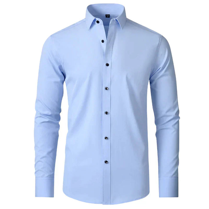 Wrinkle-Free Comfort Shirt | Stylish and Crease-Free - Lorenzo-Light Blue-38-Nora Luxe