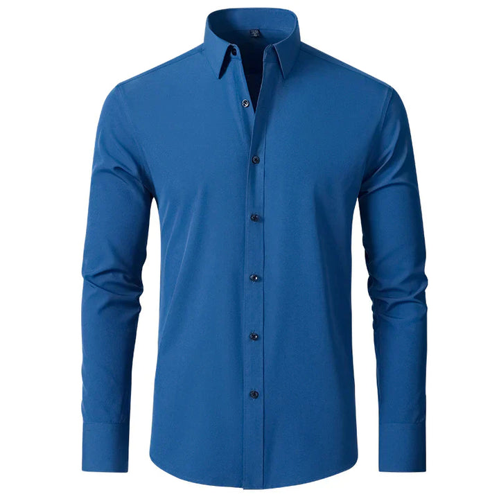 Wrinkle-Free Comfort Shirt | Stylish and Crease-Free - Lorenzo-Malachite Blue-38-Nora Luxe