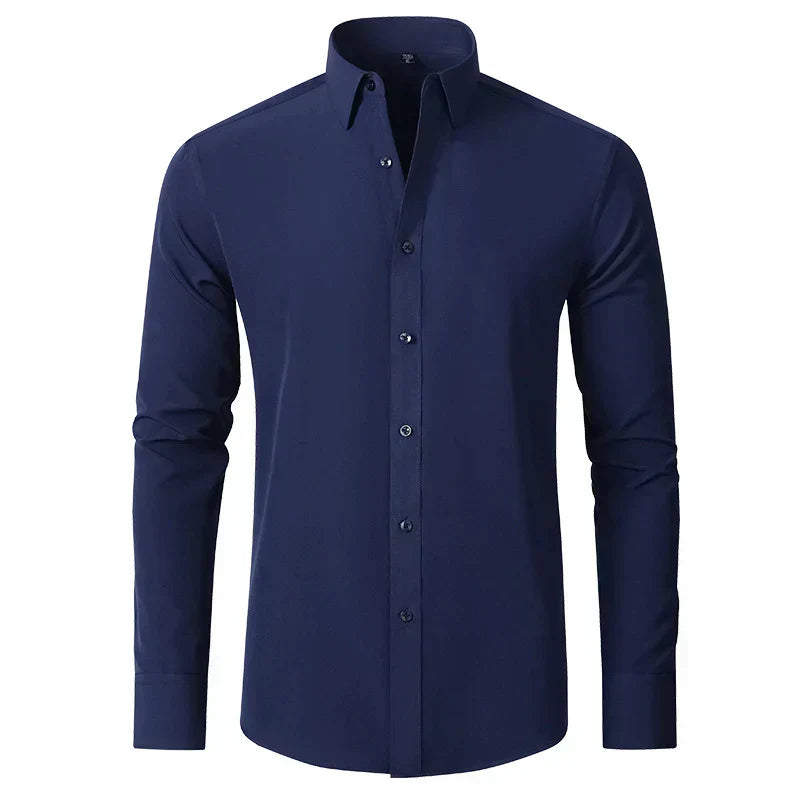Wrinkle-Free Comfort Shirt | Stylish and Crease-Free - Lorenzo-Marine Blue-38-Nora Luxe