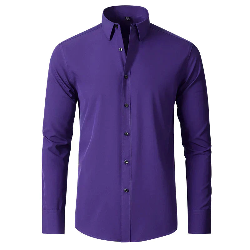 Wrinkle-Free Comfort Shirt | Stylish and Crease-Free - Lorenzo-Purple-38-Nora Luxe
