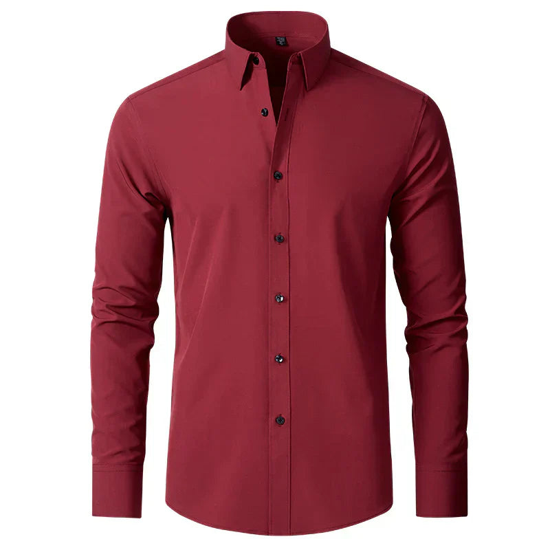 Wrinkle-Free Comfort Shirt | Stylish and Crease-Free - Lorenzo-Red-38-Nora Luxe