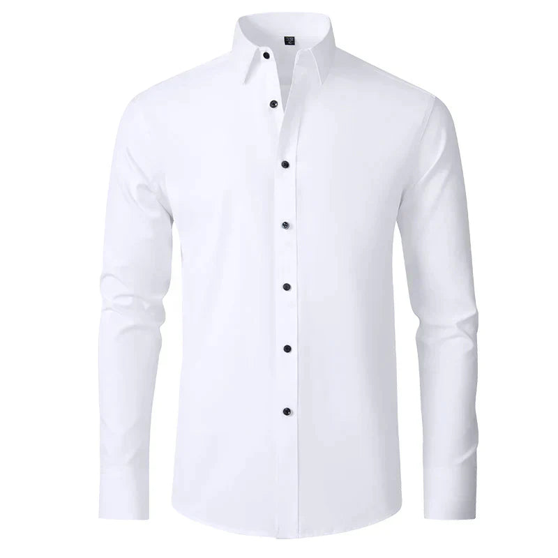 Wrinkle-Free Comfort Shirt | Stylish and Crease-Free - Lorenzo-White-38-Nora Luxe