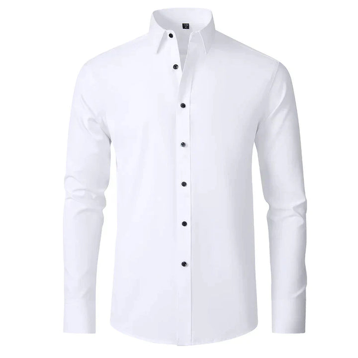 Wrinkle-Free Comfort Shirt | Stylish and Crease-Free - Lorenzo-White-38-Nora Luxe