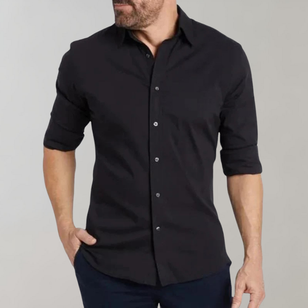 Wrinkle-free Shirt for Men - Milan-Black-XS-Nora Luxe