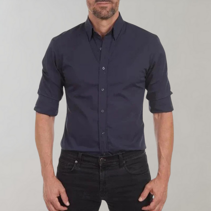 Wrinkle-free Shirt for Men - Milan-Dark blue-XS-Nora Luxe