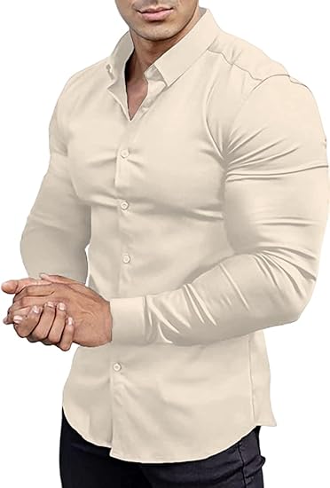 Wrinkle-Free Slim Fit Shirt for Men - David-Beige-S-Nora Luxe