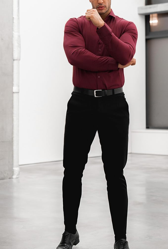 Wrinkle-Free Slim Fit Shirt for Men - David-Black-S-Nora Luxe
