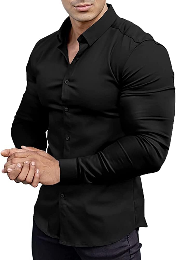 Wrinkle-Free Slim Fit Shirt for Men - David-Black-S-Nora Luxe