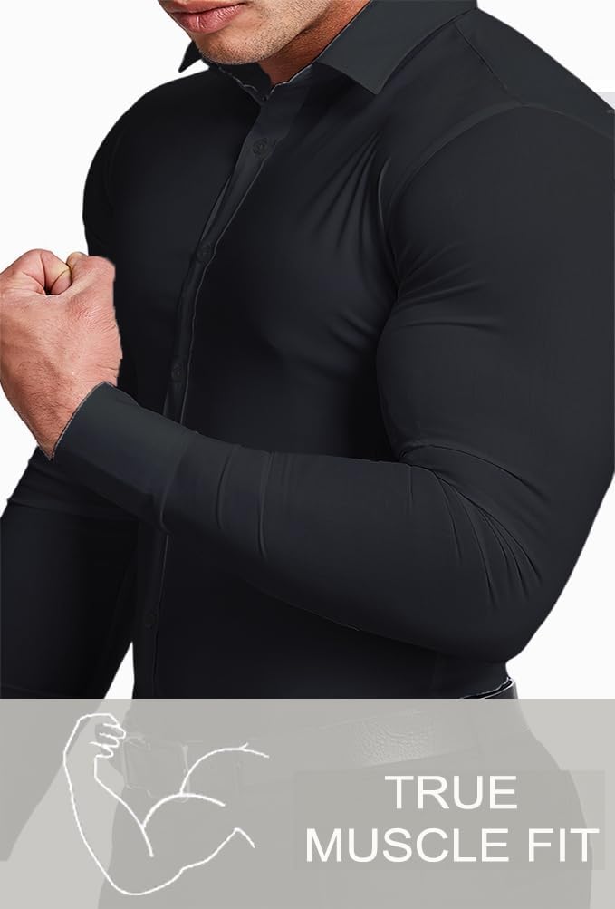 Wrinkle-Free Slim Fit Shirt for Men - David-Black-S-Nora Luxe