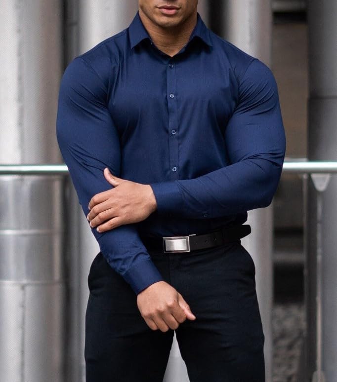 Wrinkle-Free Slim Fit Shirt for Men - David-Black-S-Nora Luxe
