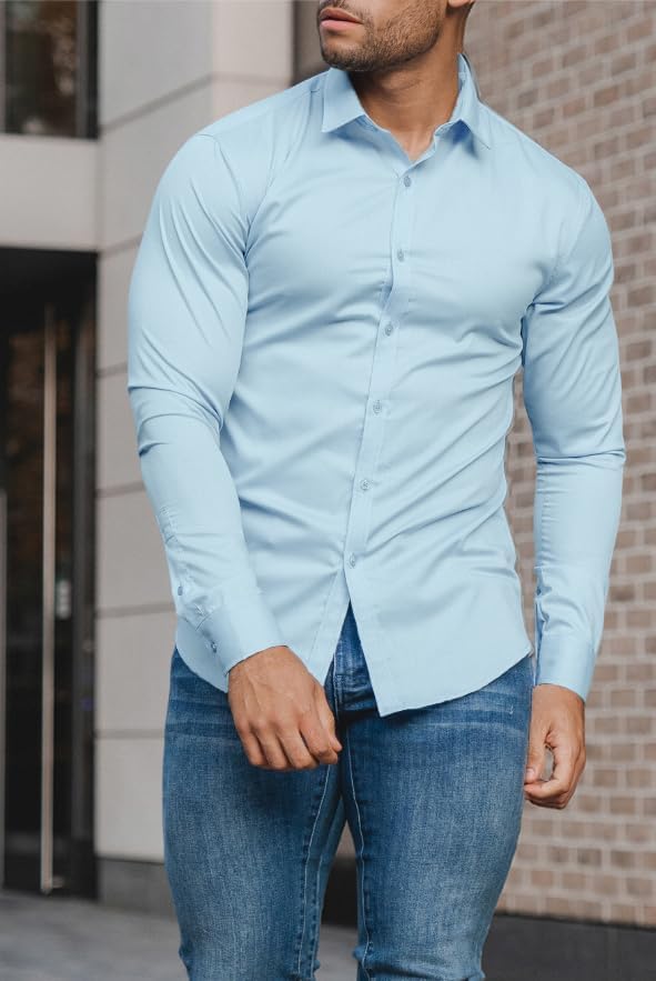 Wrinkle-Free Slim Fit Shirt for Men - David-Black-S-Nora Luxe
