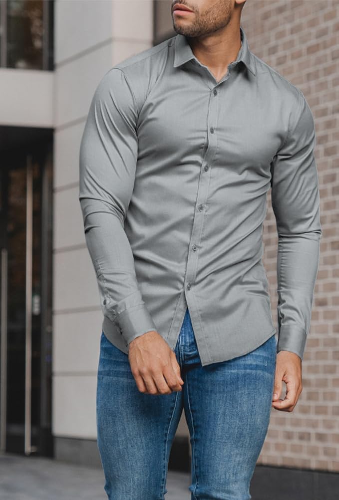 Wrinkle-Free Slim Fit Shirt for Men - David-Black-S-Nora Luxe