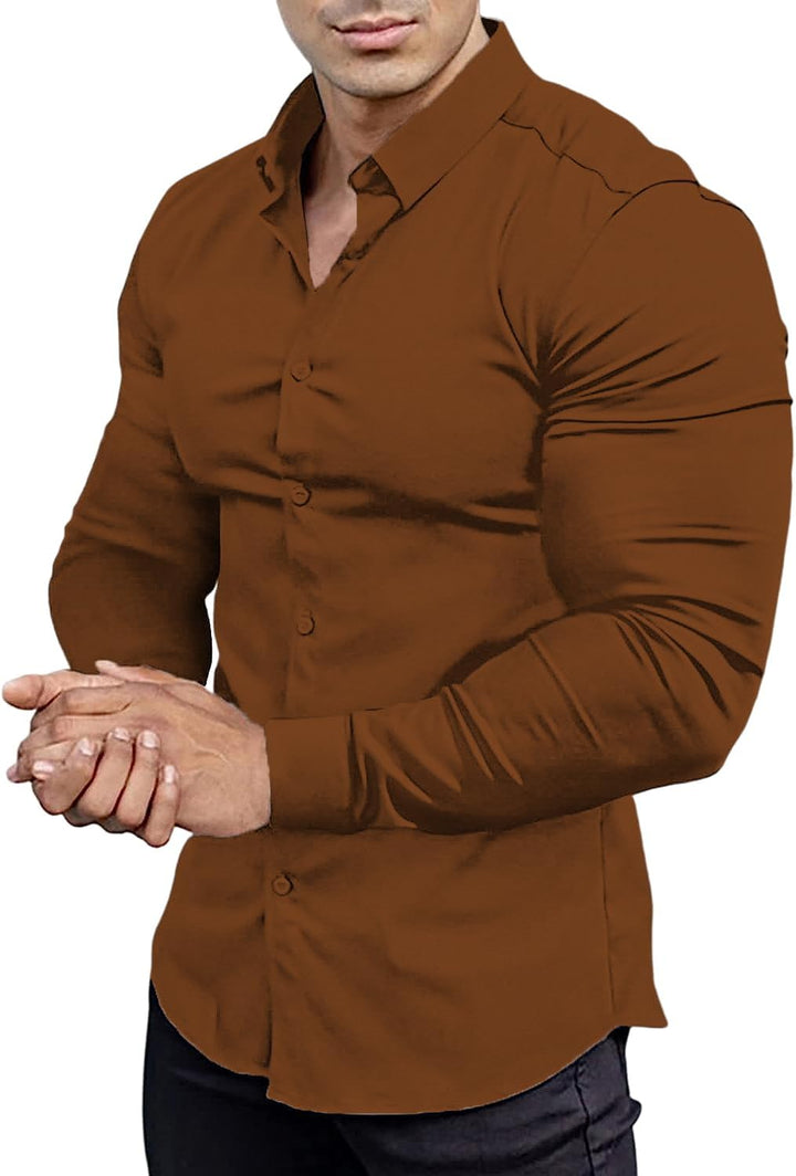 Wrinkle-Free Slim Fit Shirt for Men - David-Brown-S-Nora Luxe