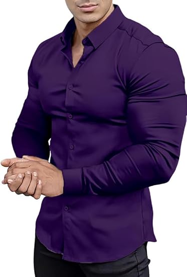 Wrinkle-Free Slim Fit Shirt for Men - David-Purple-S-Nora Luxe