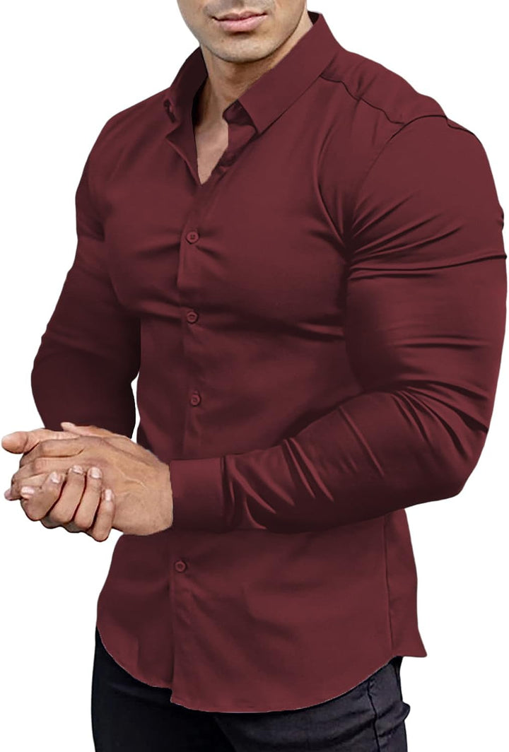 Wrinkle-Free Slim Fit Shirt for Men - David-Red-S-Nora Luxe