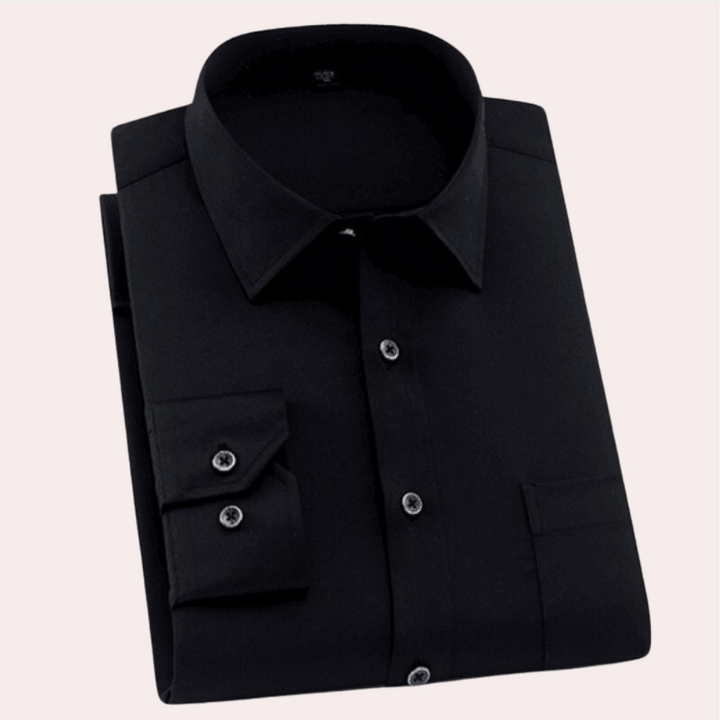 Wrinkle-Free Stretch Men's Shirt - Vince-Black-S-Nora Luxe