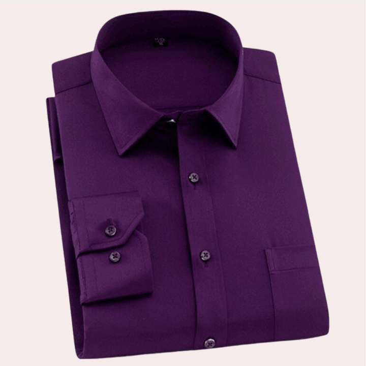 Wrinkle-Free Stretch Men's Shirt - Vince-Purple-S-Nora Luxe