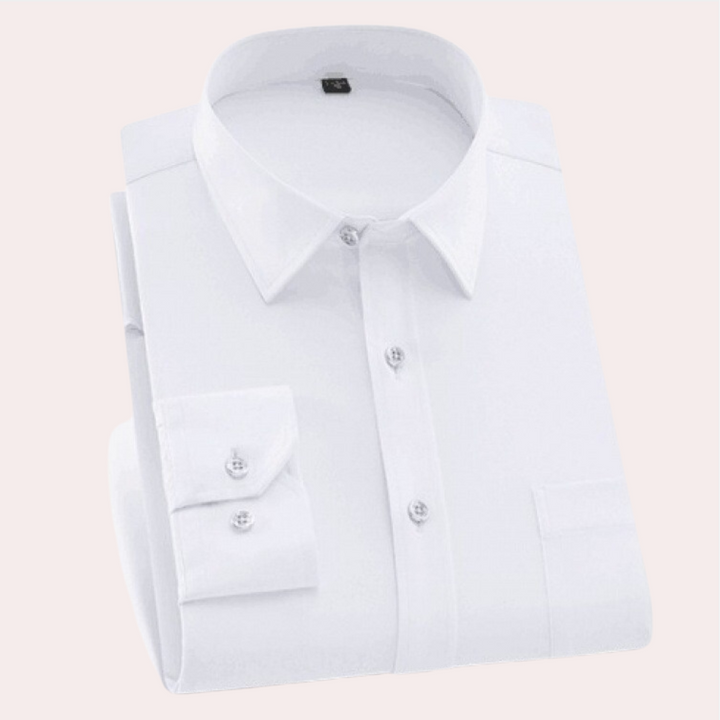 Wrinkle-Free Stretch Men's Shirt - Vince-White-S-Nora Luxe