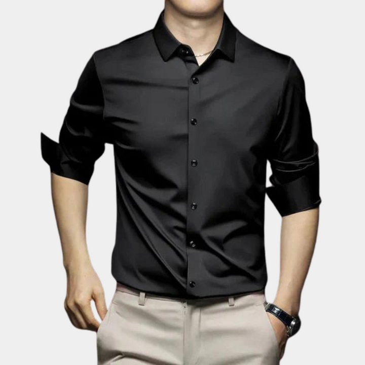 Wrinkle-free Timeless Men's Shirt - Mason-Black-S-Nora Luxe