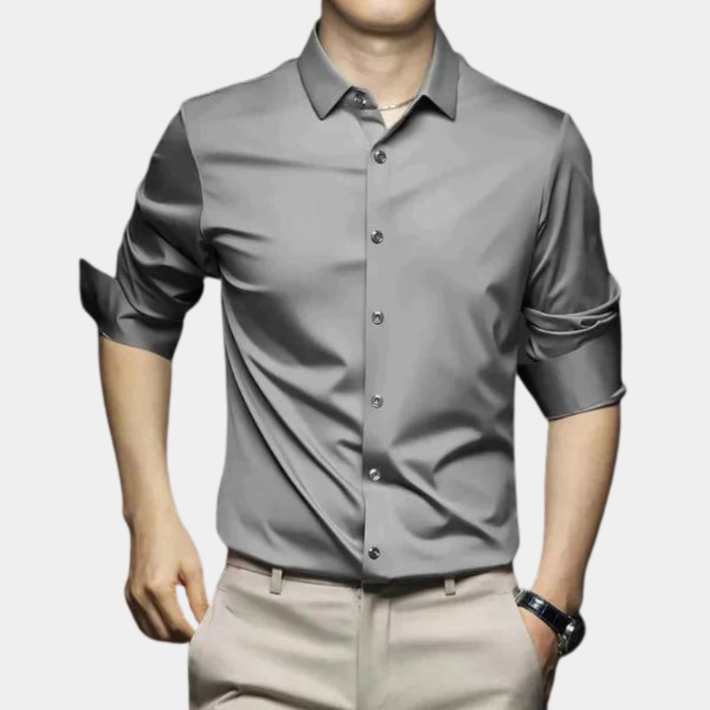 Wrinkle-free Timeless Men's Shirt - Mason-Dark gray-S-Nora Luxe